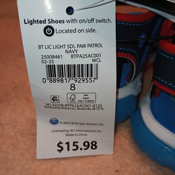 NEW Paw Patrol Toddler Boys Light-Up Sandals 8 - Picture 8 of 9